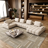 Modernes Italienisches Großes Modulares Leder-Sofa-Set L-Form Ecksofa Villa Wohnzimmer Heim-Möbel