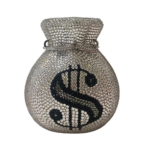 Women Luxury Dollar Pocket Rhinestones <b>Bag</b> Dazzling Money <b>Bag</b> Crystal Clutch Purse Night Out Party Handbag with Chain - Product Image 5