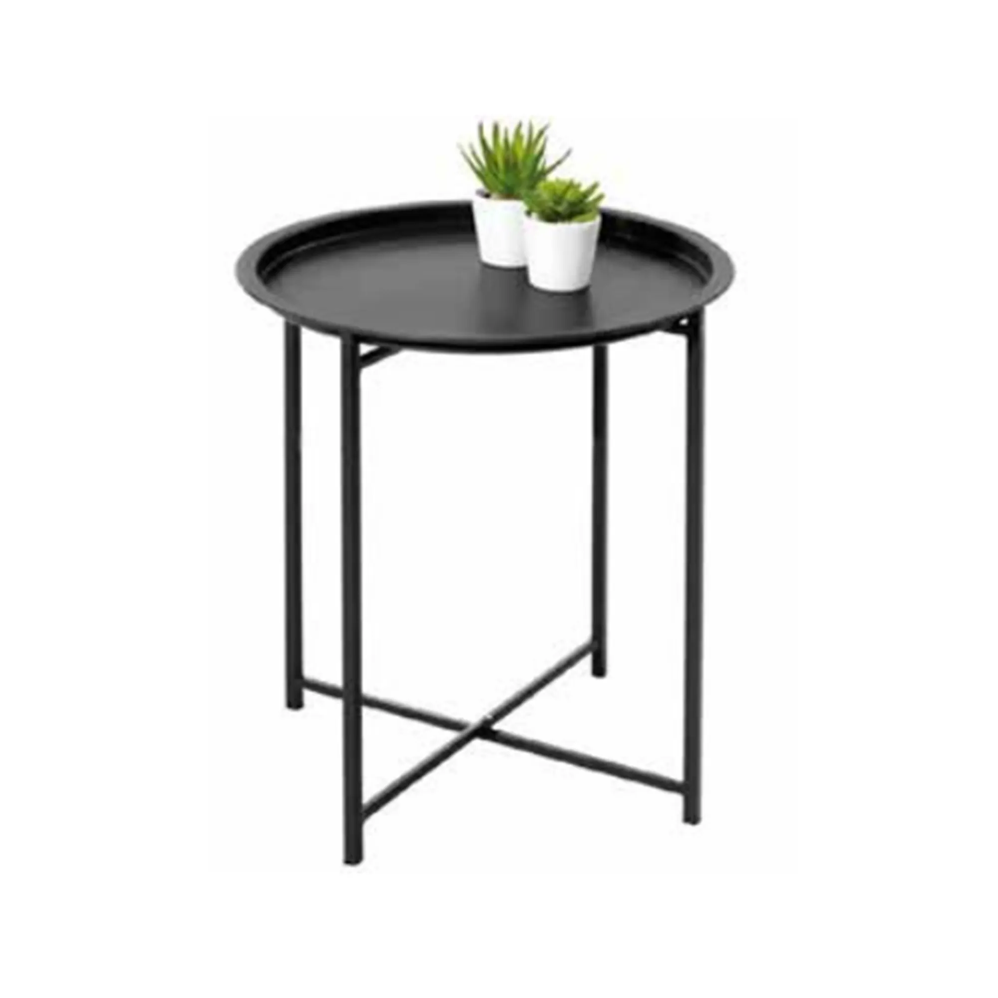 Living Room Furniture Tray Small Round Table Modern Metal Black Folding Round Coffee Table Side Table