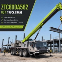 Grue tout-terrain d'occasion de qualité supérieure 80t avec pneus 385 et vitesse maximale de 50 km/h
