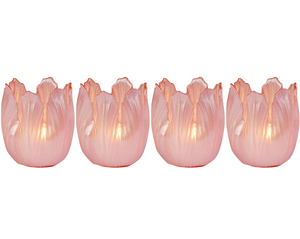 Support votif floral en verre ambré nacré, boîte de 4 - Product Image 2