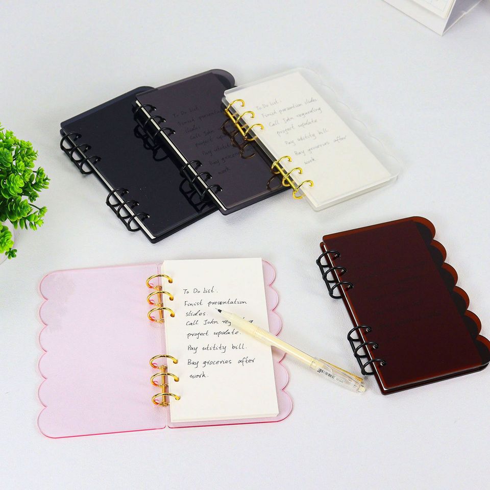 New Acrylic Board Budget Binder Cover Flower Style 6 Ring Loose Leaf Clear Transparent Frosted Notebook Cover A6 Acrylic Binder