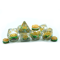 D dan D Set dadu Resin Hamburger inti cair Dnd Dungeon dan Dragon Game bermain peran D20 D & D dadu bening