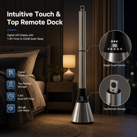 Kipas Pedestal Tanpa Baling-Baling Motor DC, Tinggi Dapat Disesuaikan, Ventilasi Putar 360 Derajat, Kontrol Sentuh Aplikasi Jarak Jauh untuk Rumah, Kantor, Kamar Tidur