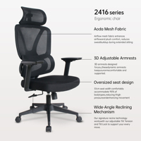 Chaises de bureau AODA à double dossier, fabricant de chaises de bureau inclinables à grand angle en maille, appui-tête, accoudoirs 3D, siège surdimensionné, Silla Giratoria