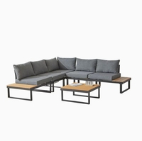 Ensemble de meubles d'extérieur en métal en forme de L, 3 pièces, canapé d'extérieur pour patio