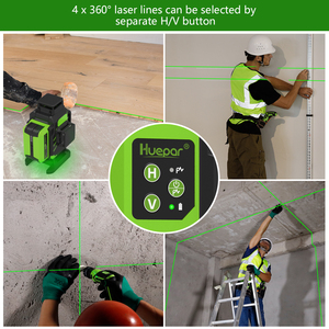 Nivel Láser Profesional <span class=keywords><strong>Huepar</strong></span> L04CG <span class=keywords><strong>4D</strong></span> de Haz Verde, Nivel Láser Autonivelante de Líneas Cruzadas - Product Image 2