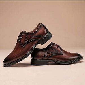 Nouvelle collection printemps : Chaussures en cuir pour hommes, formelles et décontractées, tendance, à bout large, style britannique, chaussures de gentleman - Product Image 2