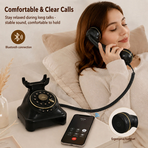 Téléphone de bureau rétro Bluetooth prêt à être expédié, prend en charge l'assistant vocal, téléphones filaires de style rétro, vente en gros - Product Image 3