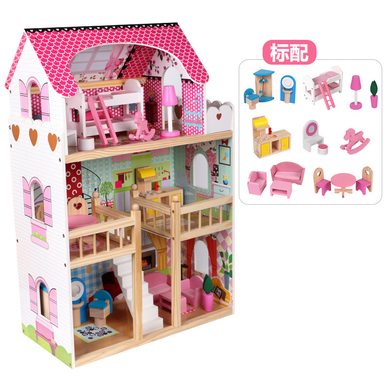 Jync014 grande chambre de poupée rose blanc
