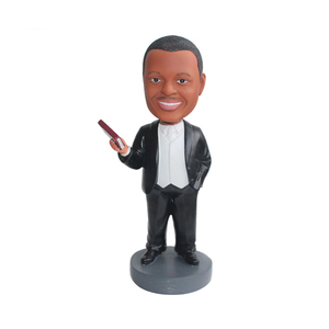 Résine Artisanat Dessin Animé Haut-Parleur Bobblehead Figurine Creative Orator Poupée Humoristique Bureau Décor Bureau Voiture Décoration de La Maison - Product Image 5