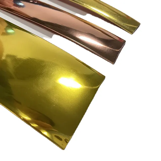 Özel metalik fırçalanmış altın dekoratif tutkal Pvc kenar bant Trim şerit