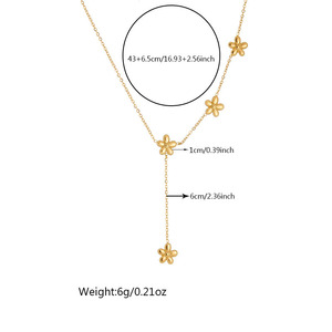 Flower Chain Tassel Necklace Gold Plated Stainless Steel Simple Fashionable Korean Style Accessory Jewelry - Product Image 4