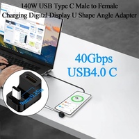 Adaptateur Type C à 180 degrés avec affichage numérique 40 Gbps 140 W PD Femelle vers Mâle, prend en charge l'affichage vidéo et audio 8K