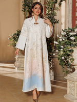 Vêtements musulmans traditionnels orientaux, Abaya arabe, jacquard brodé, élégant, hiver/été, mariage, polyester, manches longues, longueur cheville