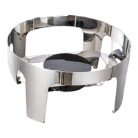 Plat de service rond professionnel en acier inoxydable martelé avec couvercle à charnière à ressort pour hôtels, restaurants, buffets et traiteurs