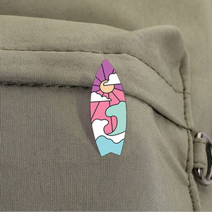 Pin Enamel Papan Selancar Kustom, Gelombang Laut, Kapal Layar, Lencana Logam, Hadiah Pin Kerah Liburan Pantai Musim Panas untuk Peselancar - Product Image 4