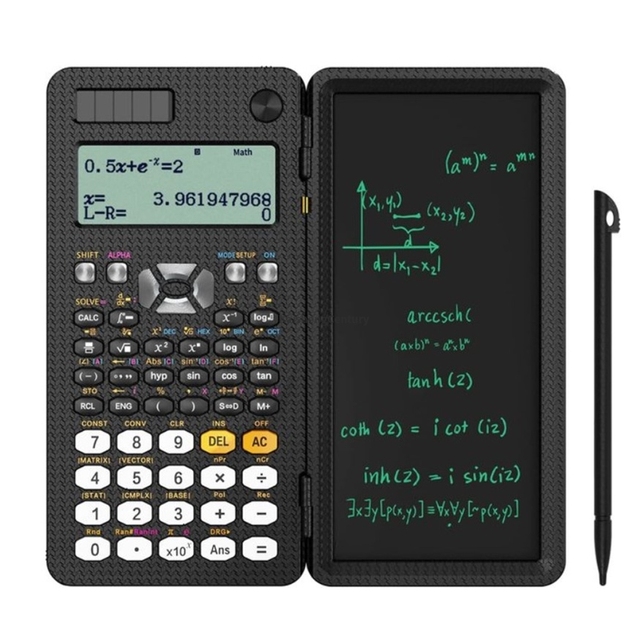 Portable Solar Scientific Calculator with LCD Writing Tablet 417 Functions Foldable Engineering Calculator 991ES Dual Power