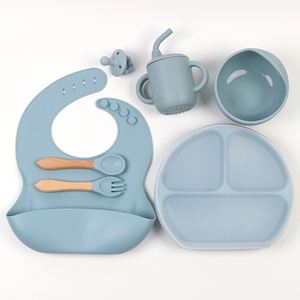 Plato de succión de silicona para niños, juego de vajilla de alimentación para recién nacidos con tazón, regalo para bebé - Product Image 5