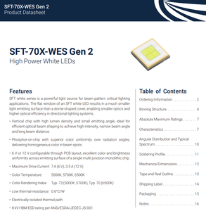 LED LUMINUSs SFT-70X-WS65-H2-H1651 original de 45W de alta potencia, 6V, 6500K, CRI70 para linterna - Product Image 2