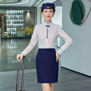 Logotipo bordado de estilo chino, uniforme de azafata de aerolínea a la moda, uniforme de piloto de aerolínea - Product Image 2