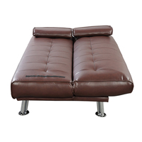Marrón/Negro Cómodo 3 Plazas Clic Clac Sofá Cama Convertible Negro PU Cuero Muebles para el hogar Futón para el alojamiento de invitados