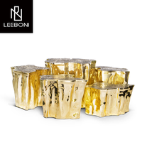 Meubles de style moderne de haute qualité Table d'appoint brillante en acier inoxydable Table basse dorée