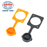 Soket Panel Mount RJ45 Ethernet 8-Pole Tipe D Tahan Air Industri, Berlapis Emas Tembaga, untuk PCB Soldering dengan Pelindung Debu