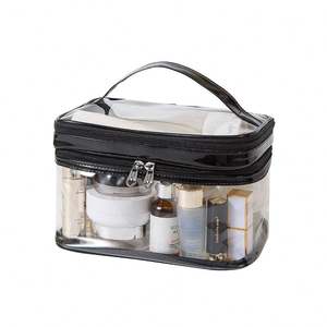 Fashion <b>Clear</b> Cosmetic Cases with 2 Compartments <b>Travel</b> Waterproof Transparent Frosted PVC Makeup <b>Bag</b> 2 Layer <b>clear</b> Toiletry <b>Bag</b> - Product Image 2