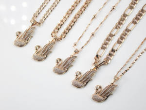 BMZ − collier en or <span class=keywords><strong>rose</strong></span> 18k, pendentif en cristal, cygne, <span class=keywords><strong>rose</strong></span>, meilleure qualité, <span class=keywords><strong>champagne</strong></span>, or, pour la fabrication de bijoux - Product Image 6