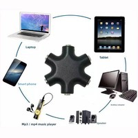 Adaptateur séparateur audio 3,5 mm 1 mâle vers 5 femelles Adaptateur casque Gaine en PVC pour smartphones Haut-parleurs Microphone