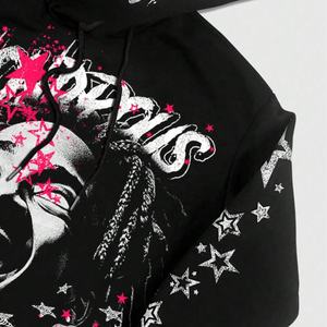 Sudadera con Capucha Extra Grande con Estampado Gráfico Digital DTG y Logotipo Personalizado 2025, Sudadera Corta de Estilo Urbano Vintage con Hombros Caídos para Hombre - Product Image 3