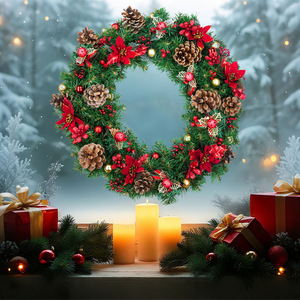 Decorazioni Natalizie per Finestre: Adesivi Statici in PVC Senza Colla, Resistenti ai Raggi UV e Impermeabili, con Poinsettia, Fiocchi, Pigne e Palline - Product Image 2