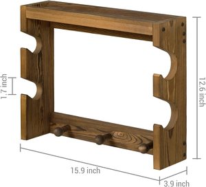 Rustik yanmış ahşap duvara monte beyzbol şapkası yarasa raf ve topu tutucu ile sergileme rafı ve ceket kancaları - Product Image 3