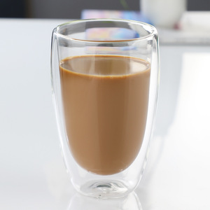 Taza de Café de Vidrio Transparente de Doble Pared Hecha a Mano, Taza de Té con Forma de Huevo, Diseño Moderno, Marca LK para Uso en Cafeterías - Product Image 1