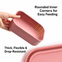 Boîte de conservation alimentaire compacte 17,5 cm, compatible micro-ondes, réutilisable, avec couvercle hermétique, pour le bureau, les étudiants, les voyages, boîte à lunch carrée en silicone