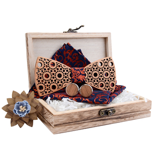 Nœud <span class=keywords><strong>papillon</strong></span> classique en <span class=keywords><strong>bois</strong></span> 3D fait main pour homme avec pochette de costume assortie et boutons de manchette, en coffret - Product Image 2