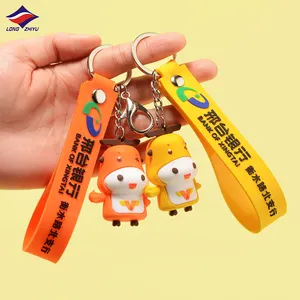 Longzhiyu özel Logo 3D PVC anahtarlıklar yumuşak silikon anahtarlık üreticisi Anime çocuklar için çizgi film bebeği anahtarlık hediyeler