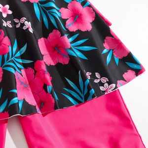 Maillot de bain à manches longues pour filles avec haut à jupe imprimé floral et bas <span class=keywords><strong>capri</strong></span>, ensemble modeste trois pièces tanga pour adolescentes - Product Image 4
