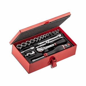 612 1/4 In Drive <b>Socket</b> Set With Ratchet And <b>Extensions</b> For Automotive Repair - Product Image 1