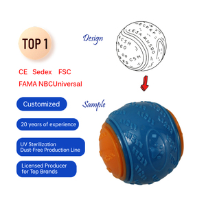 Pelota chirriante para mascotas, juguetes personalizados de TPR para masticar para perros, con logo OEM, tamaño y color, venta al por mayor, chirriador duradero que rebota para exteriores. - Product Image 2