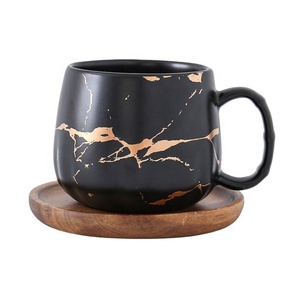 Wholesale Private Label 400ML 500ml Gold Printing Marble Texture Style Lovers Cup Ceramic Coffee Mugs for Gift - Product Image 1