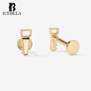 Boucles d'oreilles clous uniques et simples en argent <span class=keywords><strong>sterling</strong></span> S925 avec motif micro-<span class=keywords><strong>scie</strong></span> pour femme - Product Image 4
