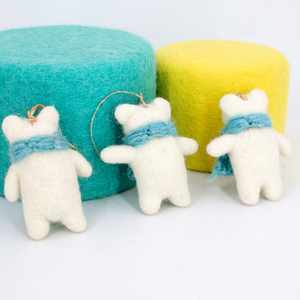 Felt & Yarn Handmade Felt Polar <b>Bear</b> Ornaments with Blue Scarf Christmas Tree Decorations <b>Cute</b> Animal Pendant Indoor Use Child - Product Image 6