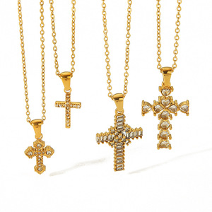Diseñador exagerado Cruz religiosa cristiana impermeable deslustre libre Pvd joyería de acero inoxidable colgante collares para mujeres - Product Image 1