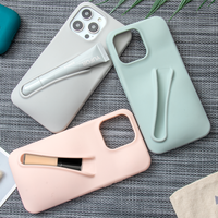 Étui de téléphone en silicone 3D avec emplacement pour rouge à lèvres, brillant à lèvres, baume à lèvres, support de maquillage pour iPhone 18 17 16 15 14 13 12 11 Pro Max