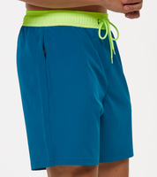 Shorts de bain pour hommes en toile tissée sportive, taille mi-haute, avec poches zippées, taille élastique, extensibles dans quatre directions, imperméables, couleur unie, très appréciés