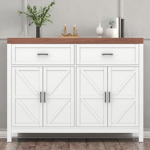 Hanyee <span class=keywords><strong>Armoire</strong></span> nordique en bois <span class=keywords><strong>Armoire</strong></span> <span class=keywords><strong>basse</strong></span> CBM 4 portes avec commode de rangement pour la maison Appartement Entrée Chambre Salon - Product Image 3
