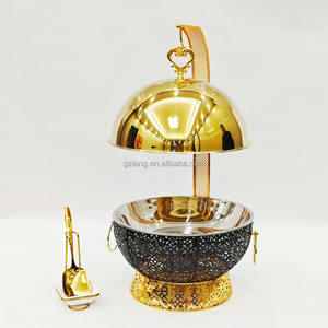 Pemanas Makanan Hotel & Restoran Mewah, Wadah Sajian Stainless Steel Individual, Tahan Lama, Model Gantung, Kombinasi Hitam Emas - Product Image 5