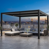 Pergola rétractable en aluminium imperméable pour l'extérieur avec toit ouvrant à lamelles en PVC, gazebo pare-soleil pour jardin